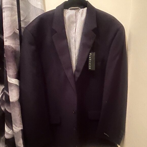 Van Heusen Flex Blazer 44L Men Navy Blue Sport Coat Jacket - Picture 1 of 3